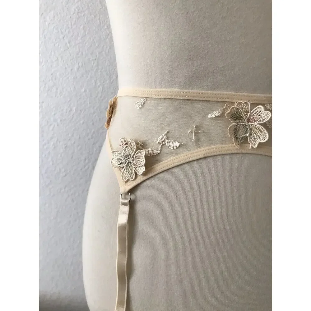 Lingerie Garter Belt Floral Embroidered Fairy Coquette Cottagecore Romantic